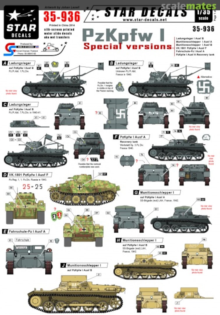 Boxart PzKpfw I 35-936 Star Decals