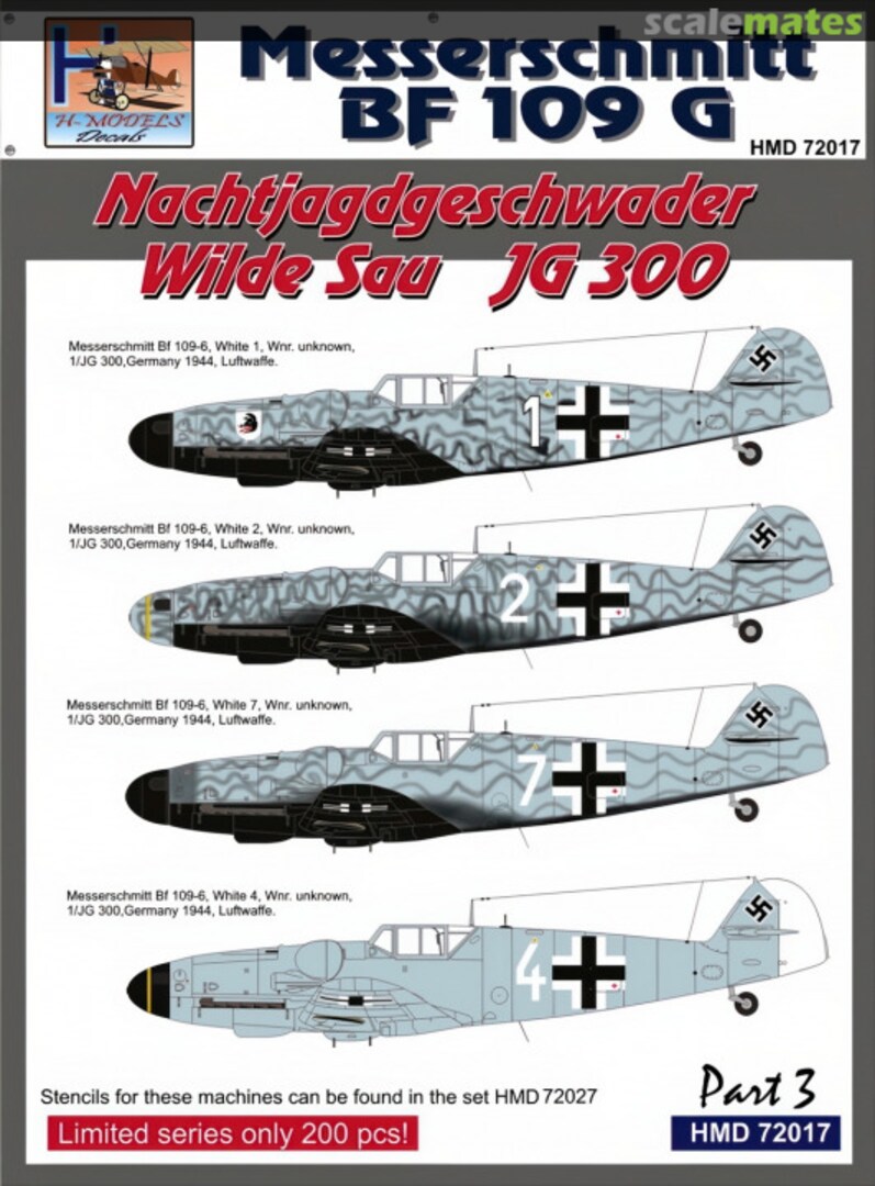 Boxart Messerschmitt Bf 109 G HMD72017 H-Models Decals