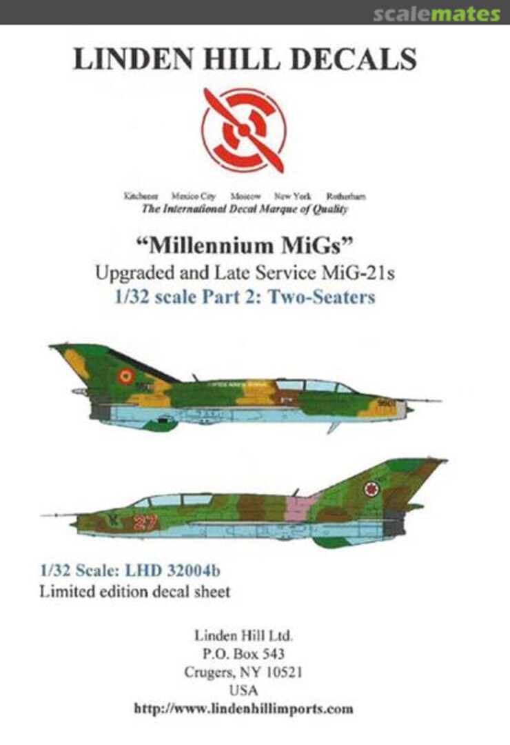 Boxart Millenium MiGs Upgraded and Late service MiG-21s Two Seaters LHD32004b Linden Hill Decals