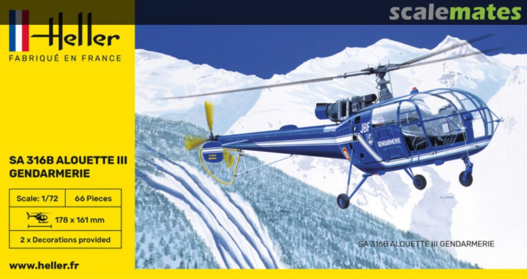 Boxart SA 316B Alouette III Gendarmerie 80286 Heller