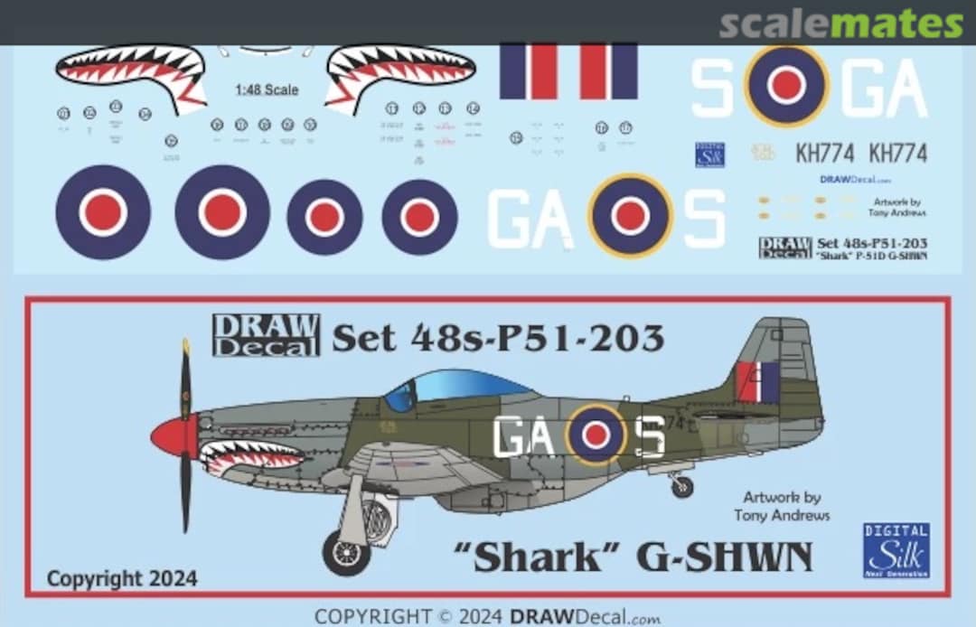 Boxart “Shark” G-SHWN P-51D 48-P51-203 Draw Decal