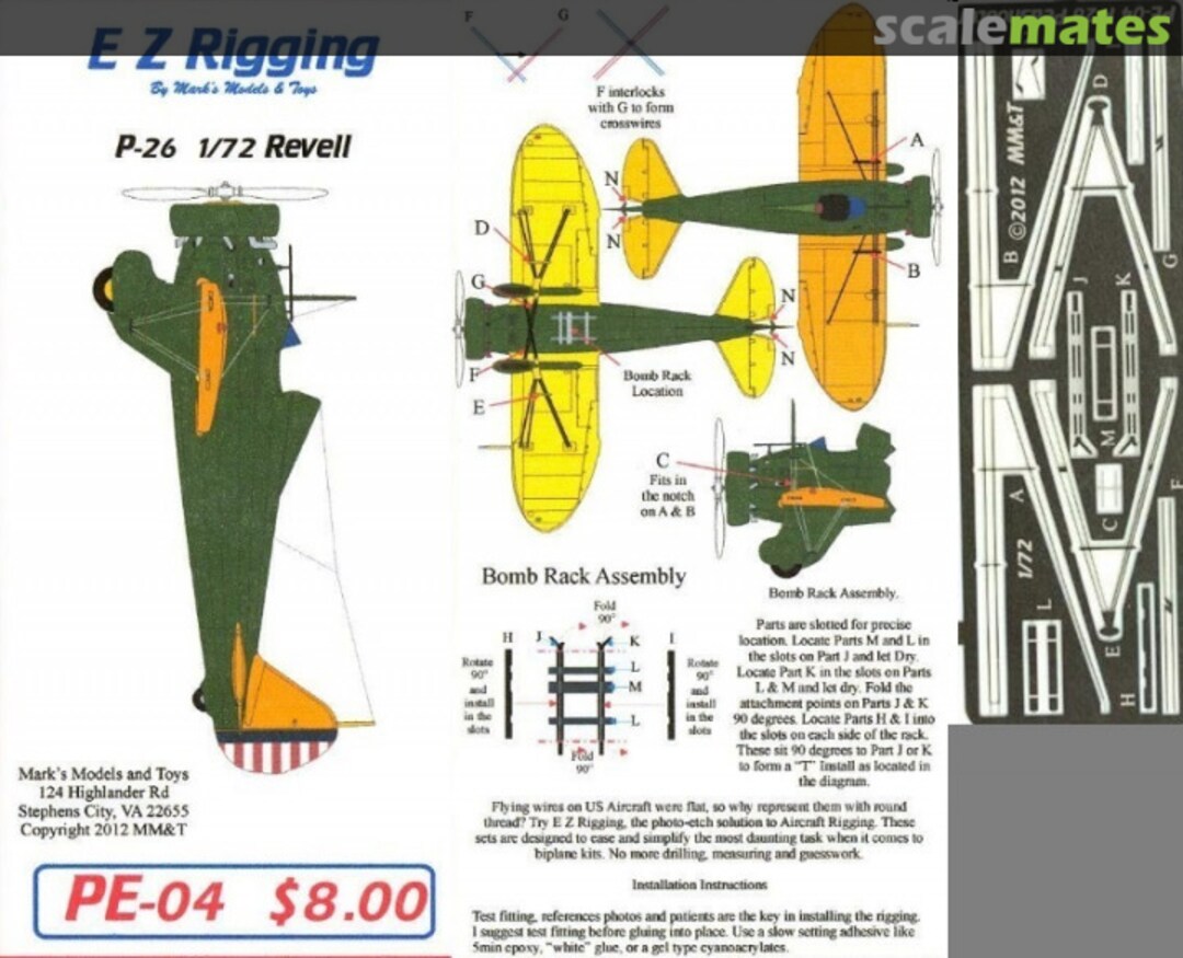 Boxart P-26 Peashooter with Bomb Rack 72nd Scale PE-04 Starfighter Decals