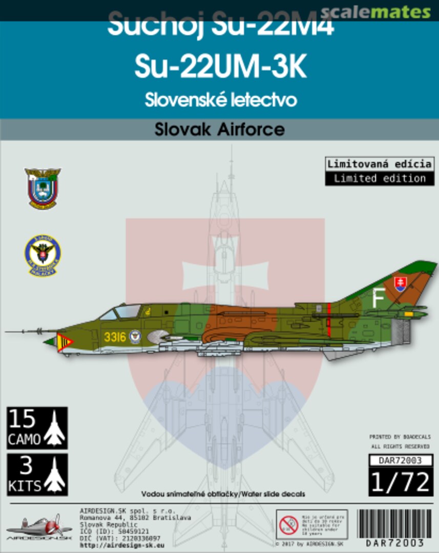 Boxart Su-22M4/UM3-K Slovak Airforce DAR72003 AIRDESIGN.SK