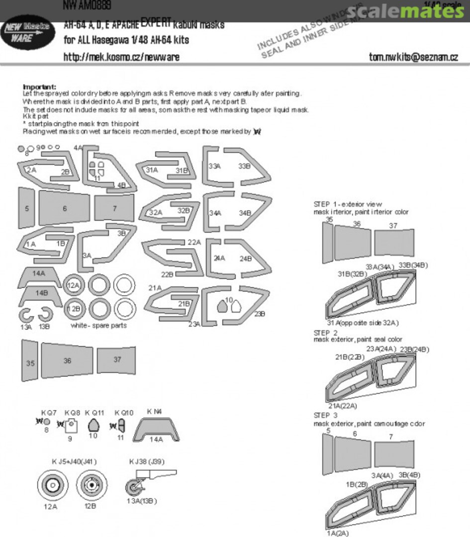 Boxart AH-64A/D/E Apache ADVANCED kabuki masks NWAM0889 New Ware