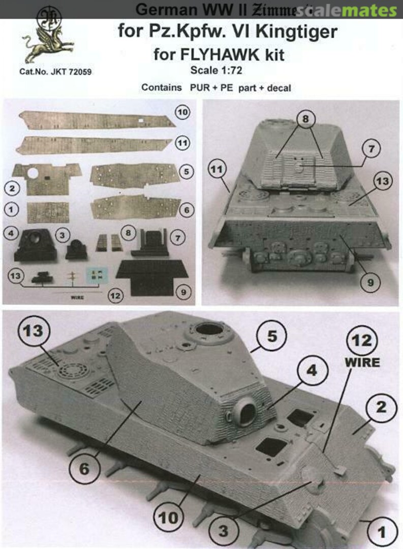 Contents German WW II Zimmerit for Pz.Kpfw. VI Kingtiger JKT 72059 J.K. Resin