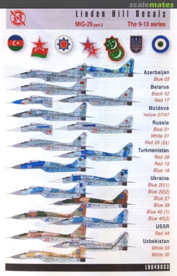 Boxart MiG-29 LHD48033 Linden Hill Decals