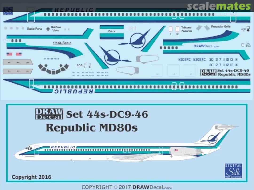 Boxart Republic MD80s 44-DC9-46 Draw Decal