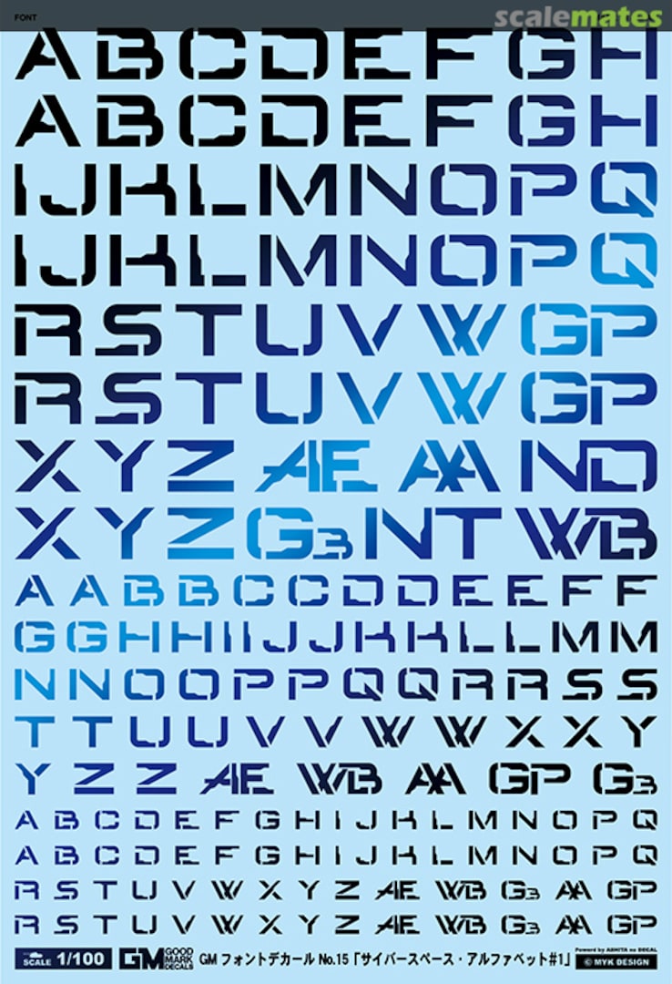 Boxart GM Font Decal No.15 Cyberspace Alphabet #1 [Prism Night Blue] GM-719 MYK Design