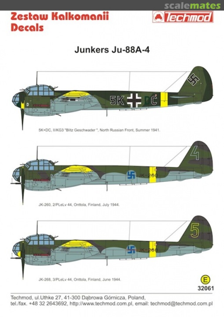 Boxart Junkers Ju-88A-4 32061 Techmod