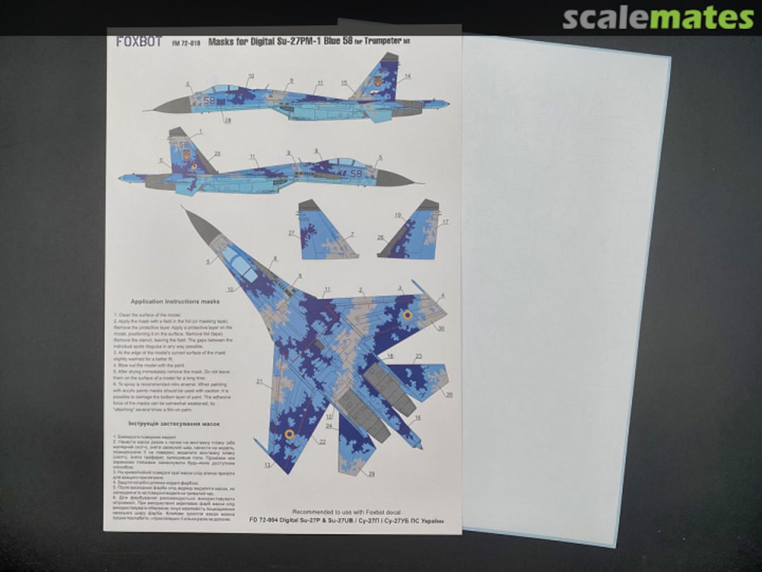 Boxart Masks for Digital Su-27PM-1 Blue 58 FM72-019 Foxbot