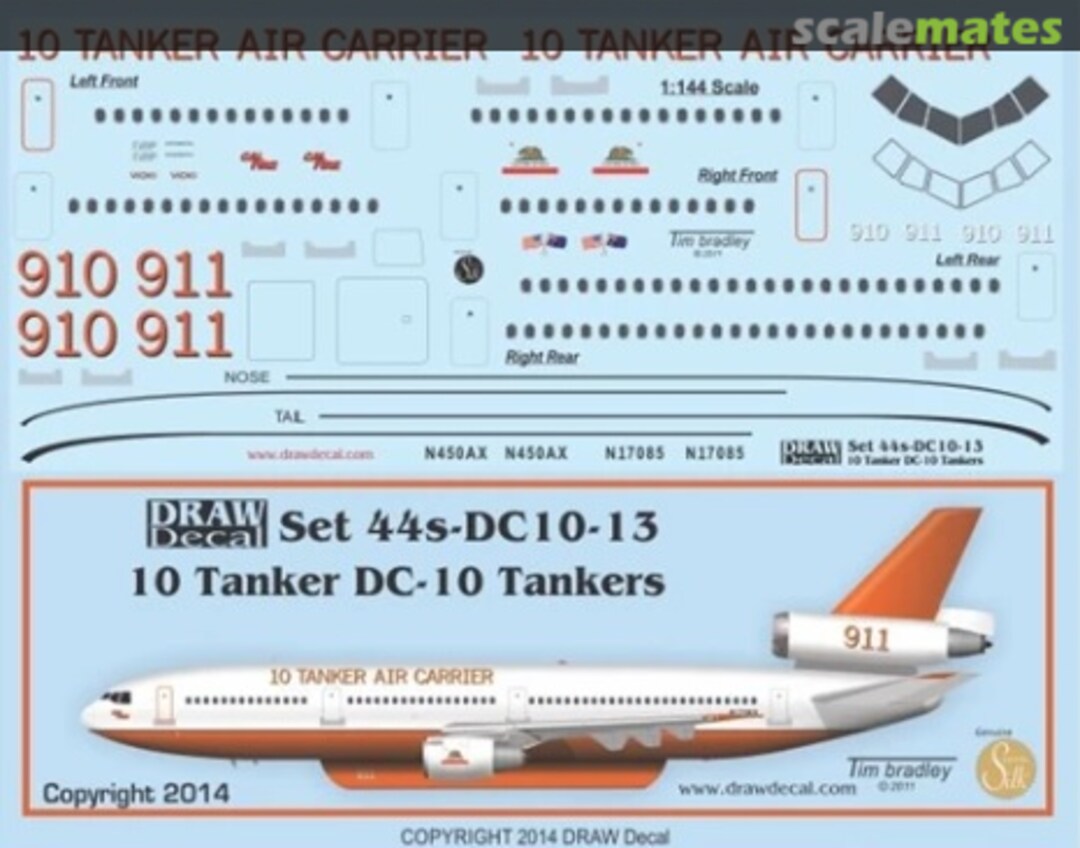 Boxart 10 Tanker DC-10 Fire Bombers 44-DC10-13 Draw Decal