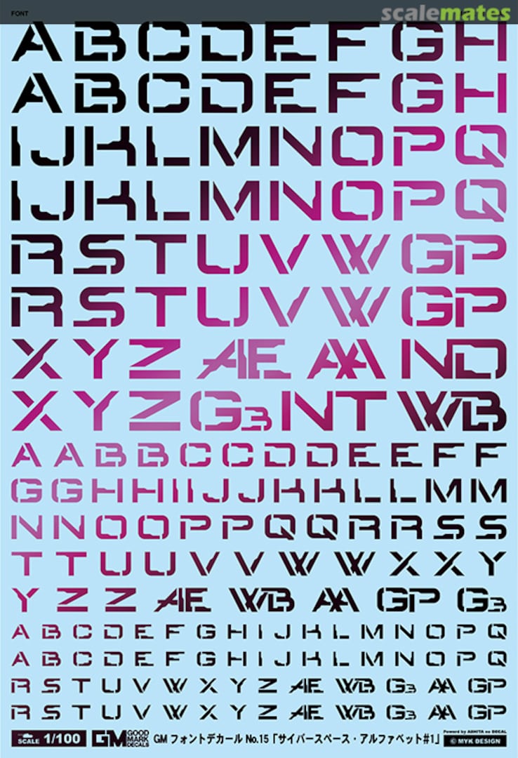 Boxart GM Font Decal No.15 Cyberspace Alphabet #1 [Prism Night Red] GM-720 MYK Design