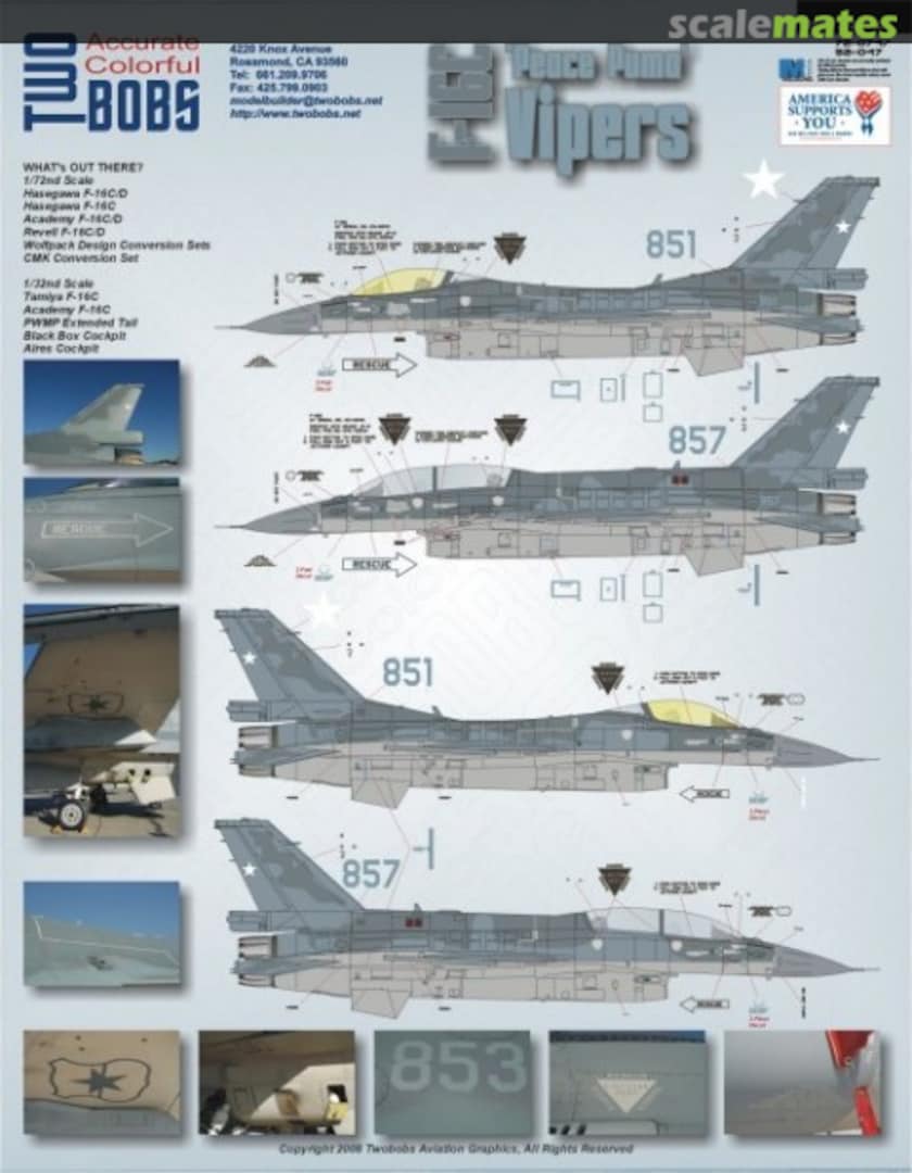 Boxart F-16C/D "Peace Puma" Vipers 32-047 TwoBobs Aviation Graphics