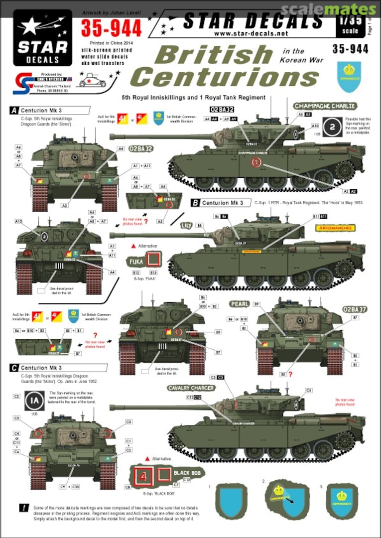 Boxart British Centurions in the Korean War 35-944 Star Decals