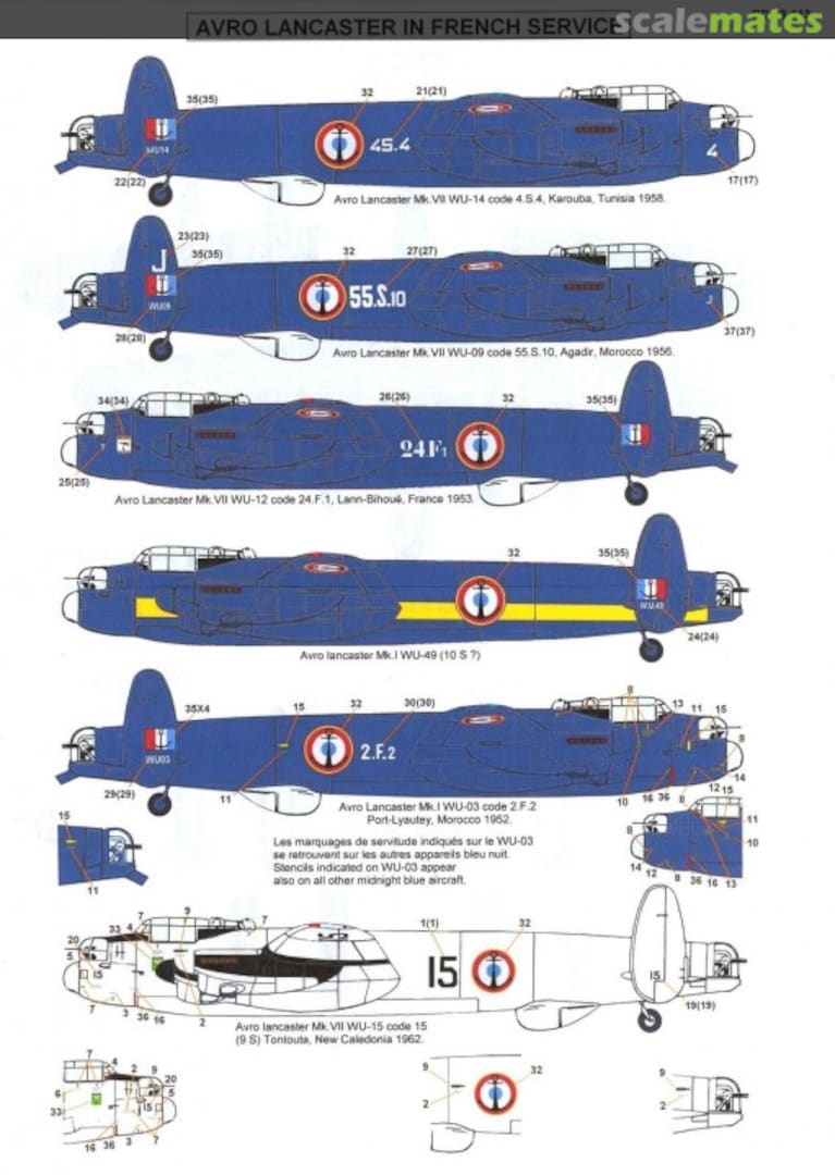 Boxart Avro Lancaster in french service BD 48-113 Berna Decals