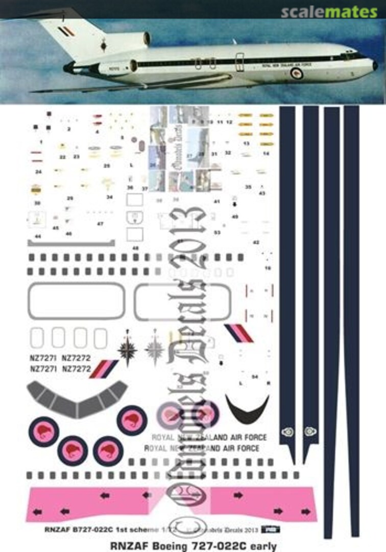 Boxart RNZAF B727-022C Early/First scheme OMD0021 Oldmodels Decals