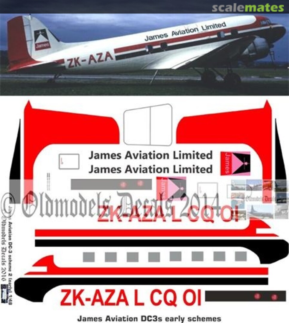 Boxart James Aviation DC-3 early scheme OMD0314 Oldmodels Decals