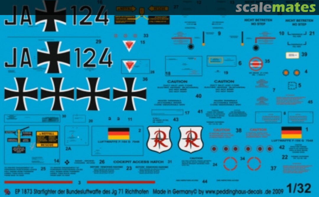 Boxart Starfighter der Bundesluftwaffe JG 71 Richthofen EP 1873 Peddinghaus-Decals