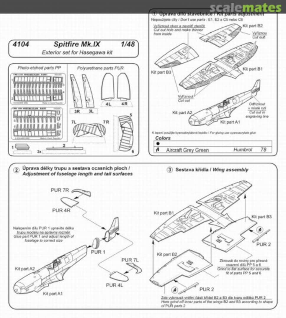 Boxart Supermarine Spitfire Mk.IX detail set 4104 CMK