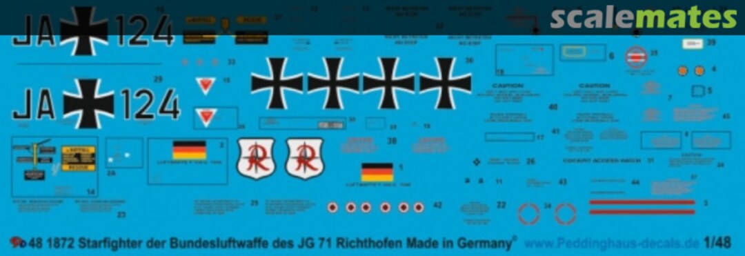 Boxart Starfighter der Bundesluftwaffe JG 71 Richthofen EP 1872 Peddinghaus-Decals