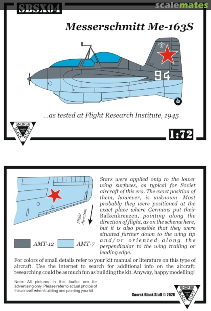 Boxart Messerschmitt Me-163S SBSX04 Snorsk Black Stuff