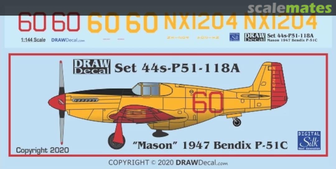 Boxart “Mason” 1946 Bendix P-51C 44-P51-118A Draw Decal