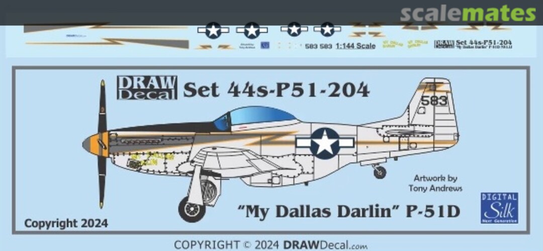 Boxart “My Dallas Darlin” P-51D 44-P51-204 Draw Decal