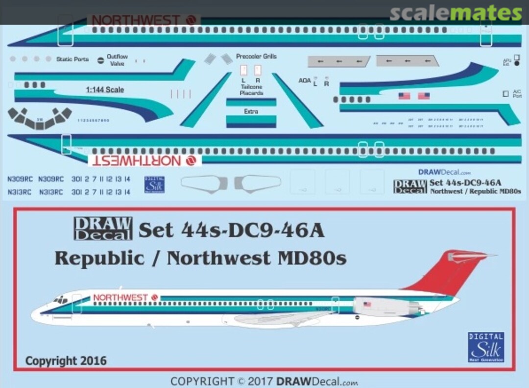 Boxart Republic / Northwest Hybrid MD80s 44-DC9-46A Draw Decal