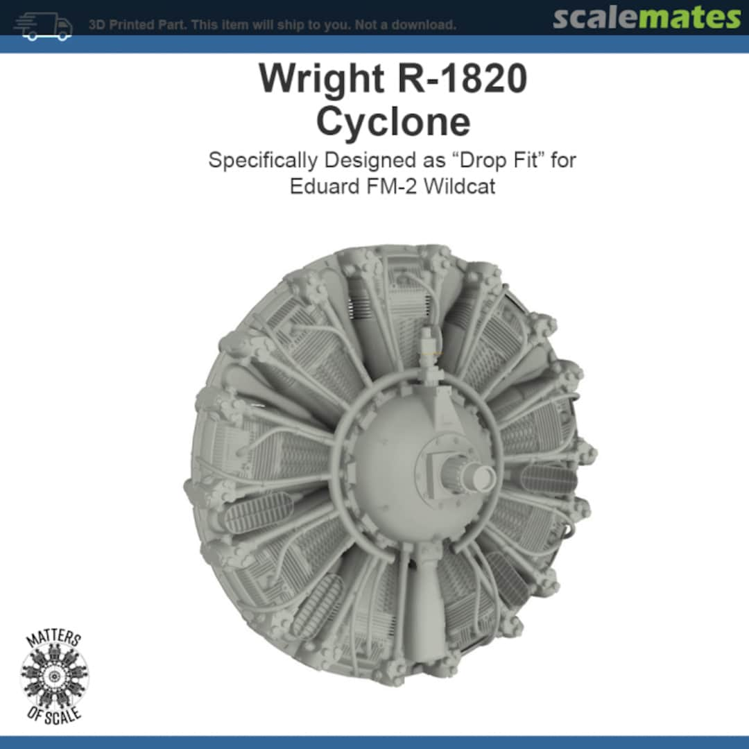 Boxart Wright R-1820-56 Cyclone :: 3D Printed 1/48 for Eduard FM-2 Wildcat 481047 Matters of Scale