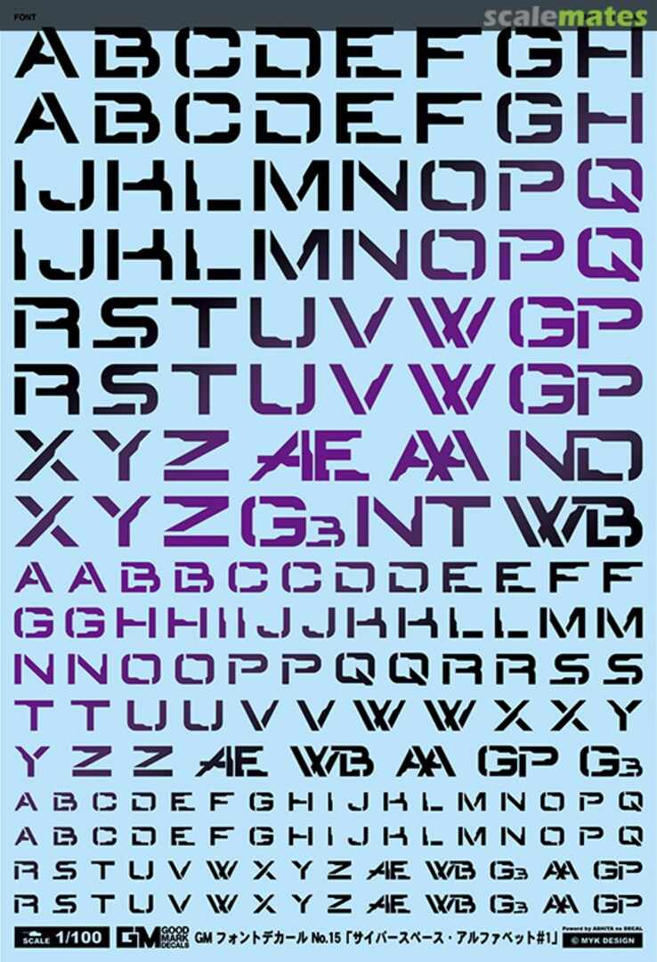 Boxart GM Font Decal No.15 Cyberspace Alphabet #1 [Prism Night Purple] GM-722 MYK Design