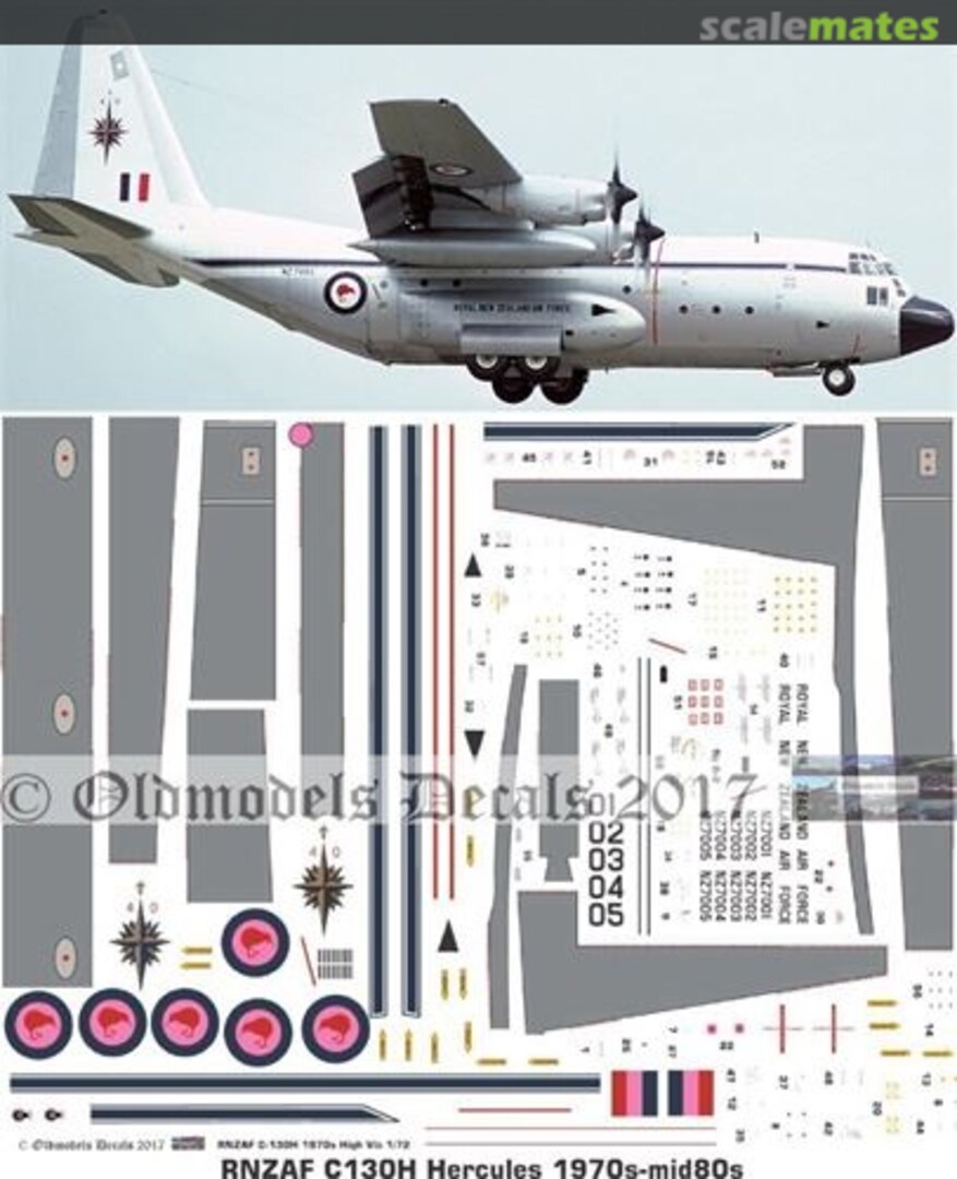 Boxart RNZAF C130H Hercules 1970-1985 Hi viz scheme OMD0188 Oldmodels Decals