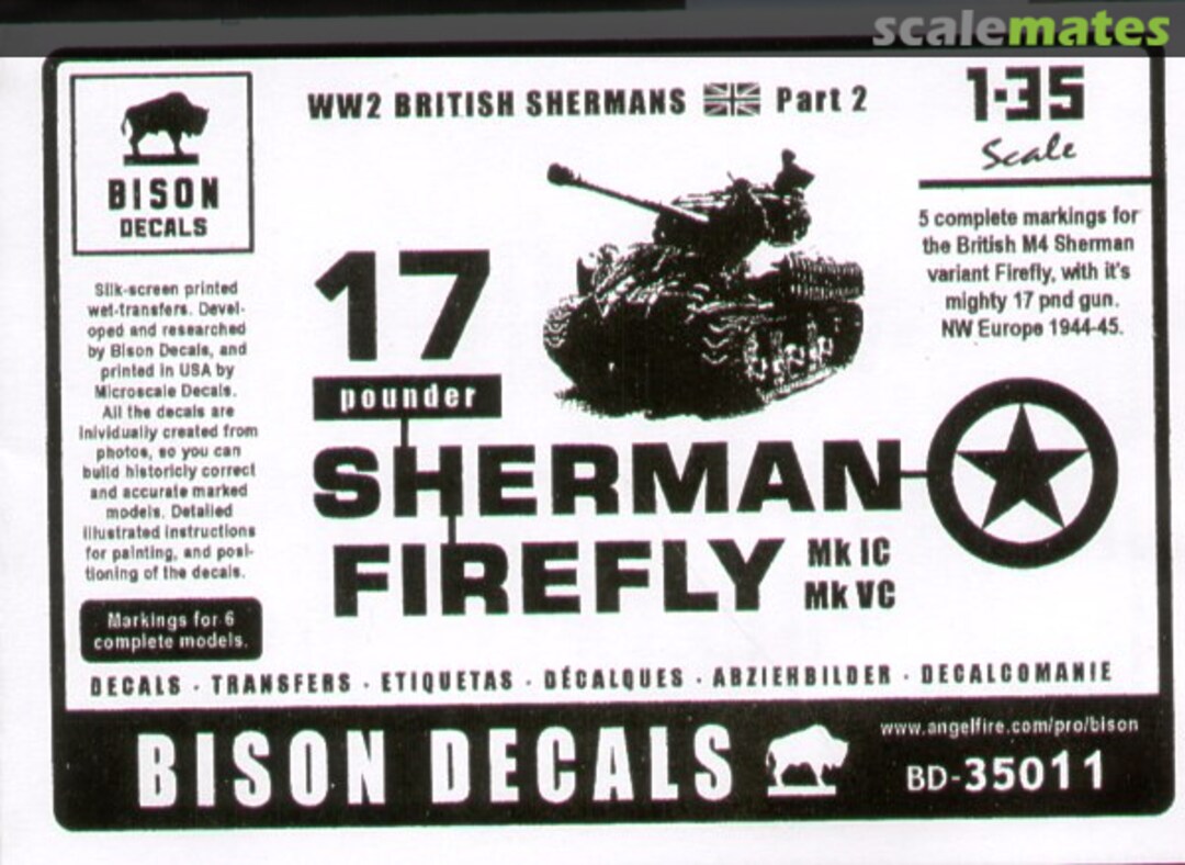 Boxart 17 Pounder Sherman Firefly Mk Ic/Vc BD-35011 Bison Decals