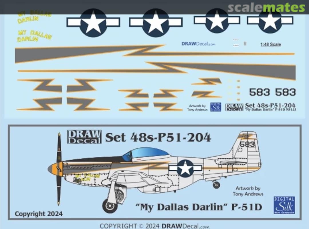 Boxart “My Dallas Darlin” P-51D 48-P51-204 Draw Decal