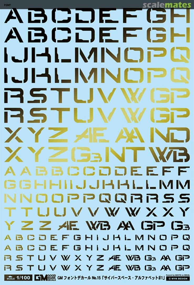 Boxart GM Font Decal No.15 Cyberspace Alphabet #1 [Prism Night Gold] GM-723 MYK Design