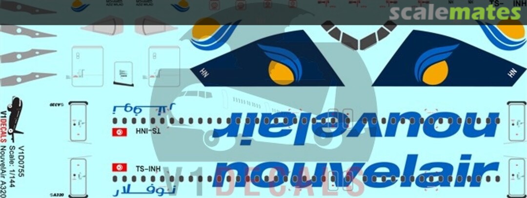 Boxart Nouvelair Airbus A320 V1D0755-144 V1 Decals