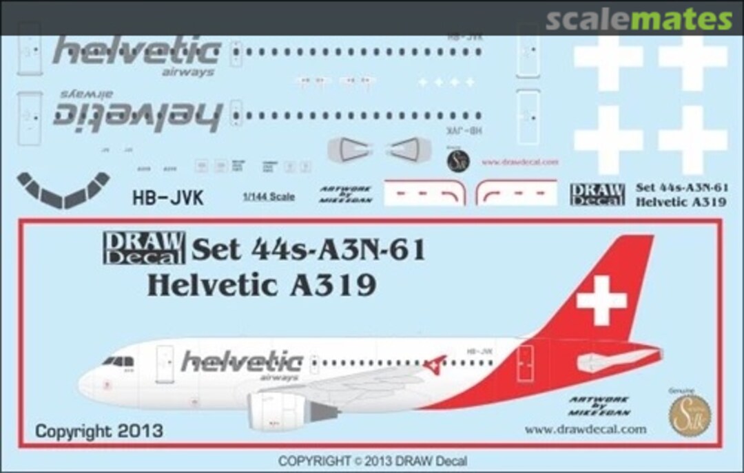 Boxart Helvetic Airbus A319 44-A3N-61 Draw Decal