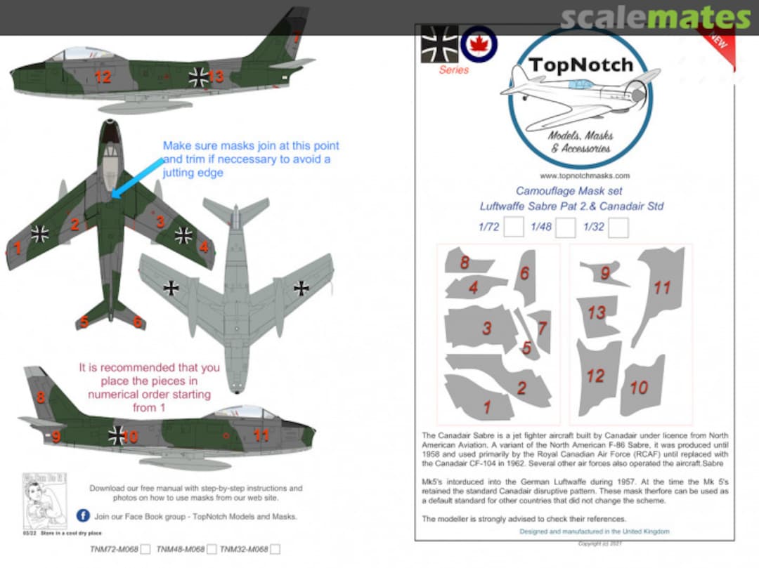 Boxart Luftwaffe Sabre Pattern 2+ Canadair Std TNM48-M068 TopNotch