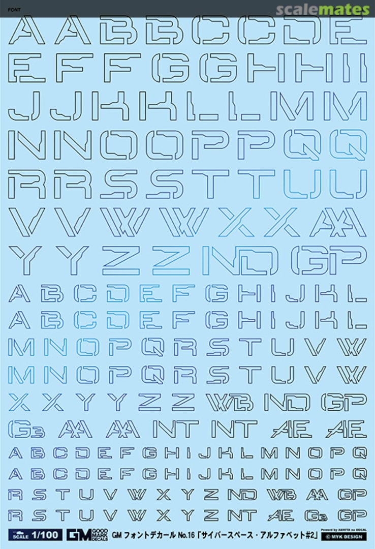 Boxart GM Font Decal No.16 Cyberspace Alphabet #2 [Prism Night Blue] GM-724 MYK Design