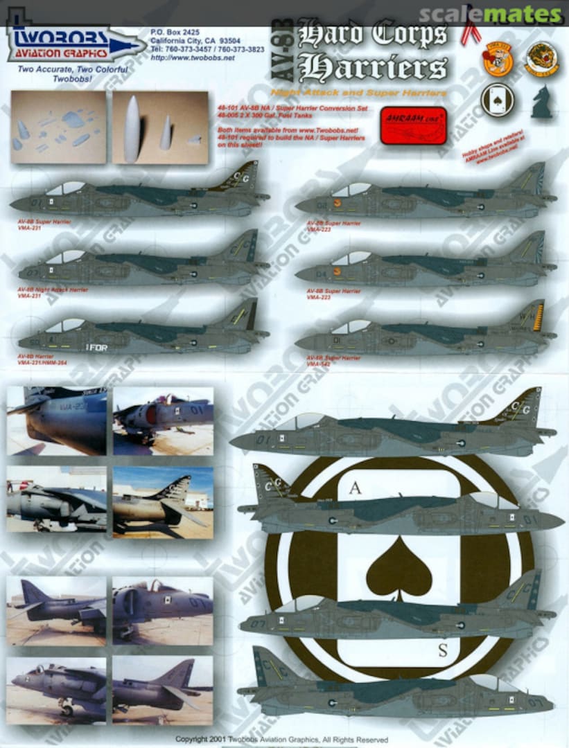 Boxart AV-8B Hard Corps Harriers 48-020 TwoBobs Aviation Graphics