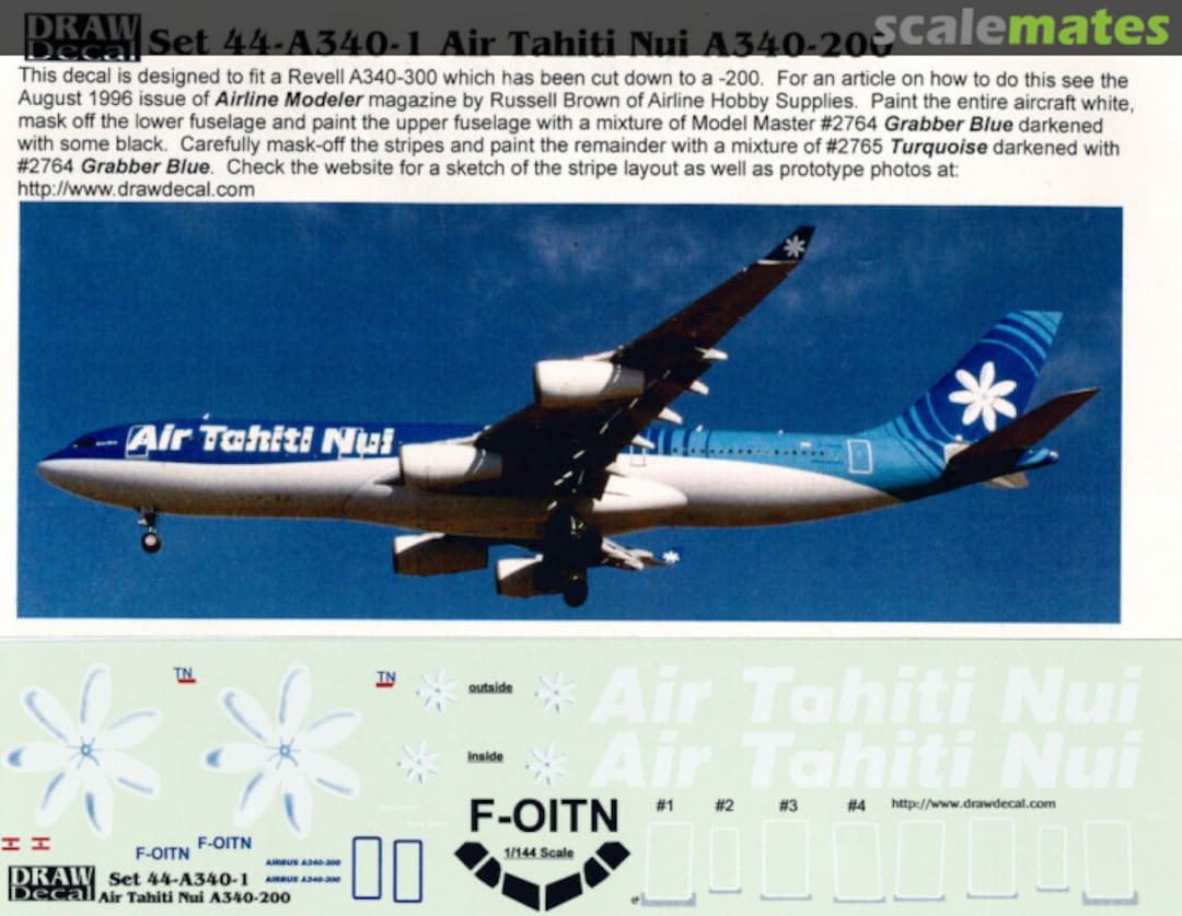 Boxart Air Tahiti Nui A340-300s 44-A340-1 Draw Decal