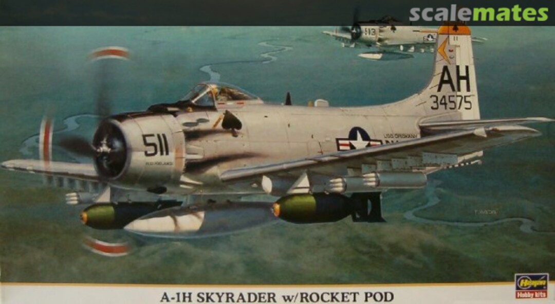 Boxart A-1H Skyraider w/Rocket Pod 00073 Hasegawa