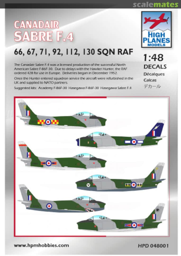 Boxart Canadair Sabre F.4 HPD048001 High Planes Models