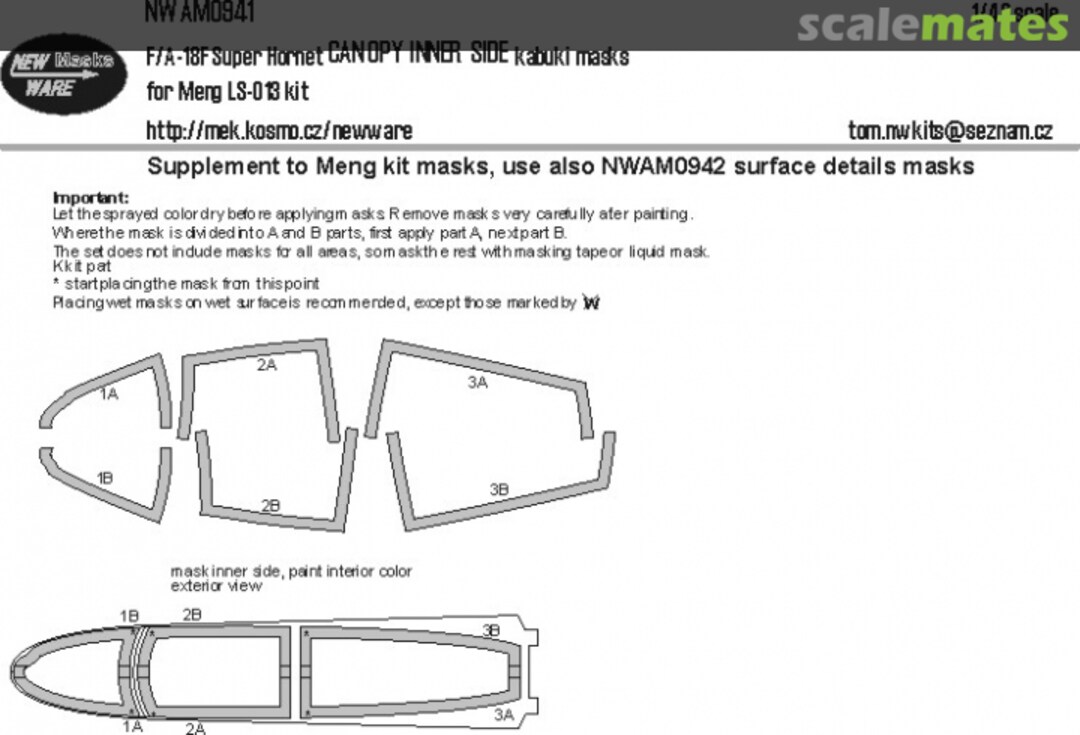 Boxart F/A-18F Super Hornet CANOPY INNER SIDE kabuki masks NWAM0941 New Ware