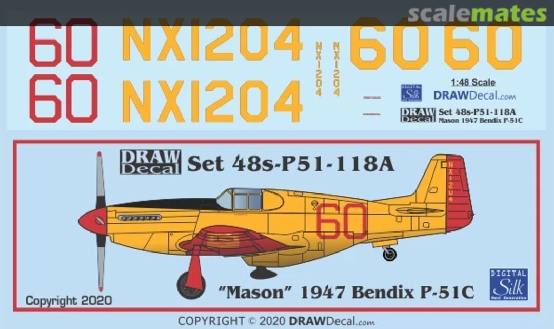 Boxart “Mason” 1946 Bendix P-51C 48-P51-118A Draw Decal