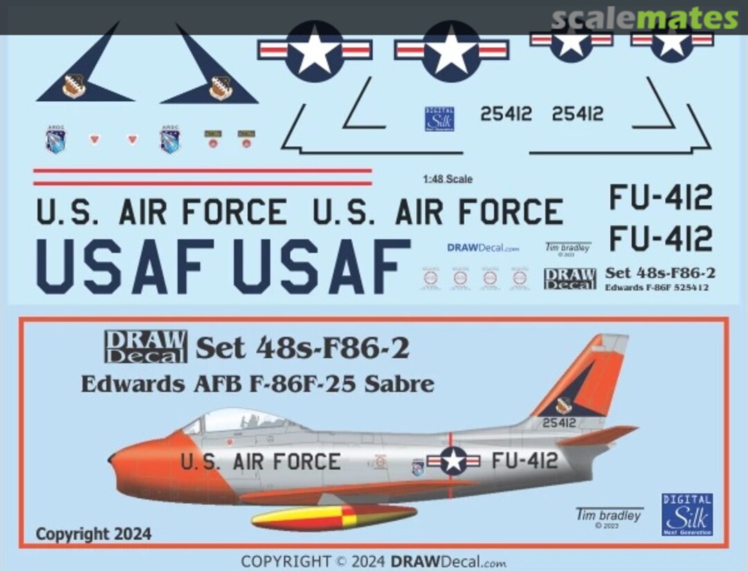 Boxart Edwards AFB F-86F-25 Sabre 48-F86-02 Draw Decal