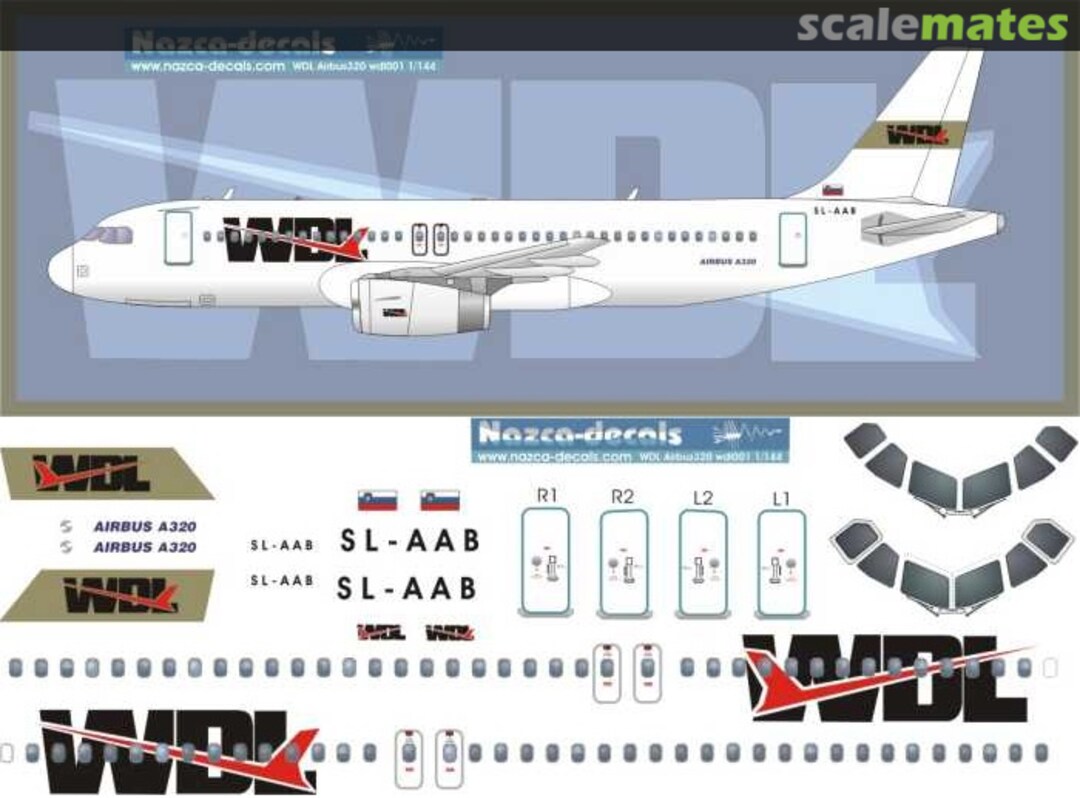 Boxart Airbus A320-231 WDL001 Nazca decals