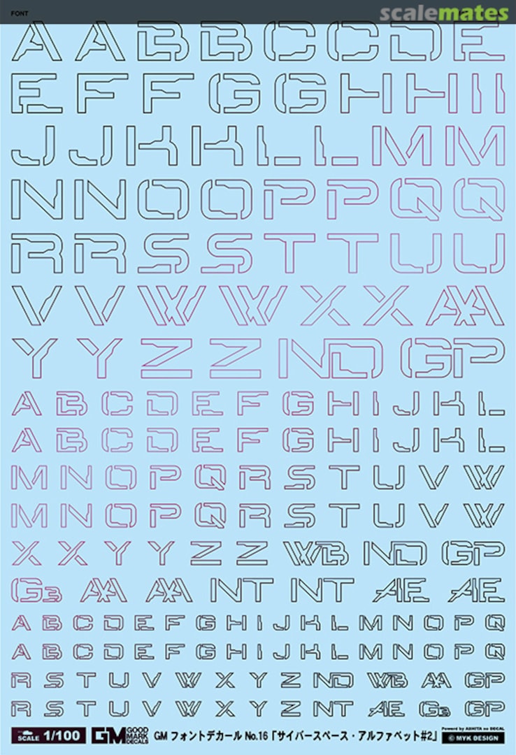 Boxart GM Font Decal No.16 Cyberspace Alphabet #2 [Prism Night Red] GM-725 MYK Design