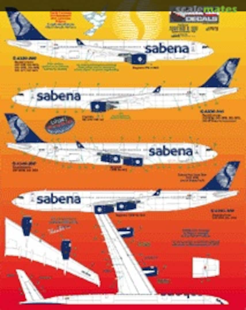 Boxart Sabena scheme 2000 Airbus A330/340 SKY144-52 Skyline Decals