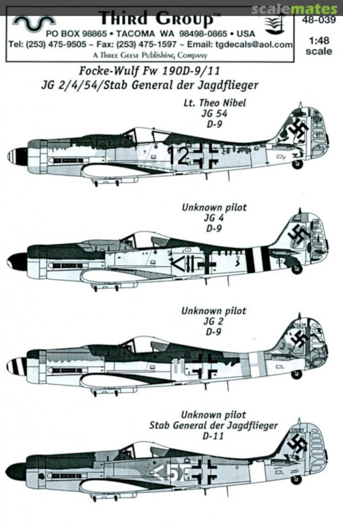 Boxart Focke-Wulf Fw 190D-9/11 48-039 Third Group Decals