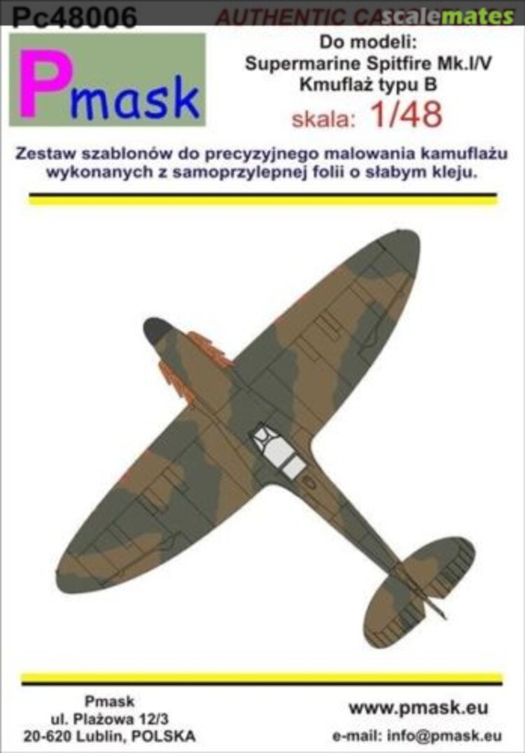 Boxart Supermarine Spitfire Mk.I/V PC48006 Pmask